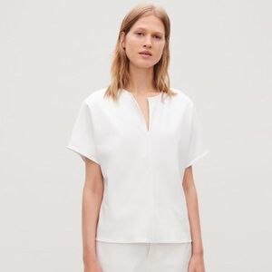COS Cream V-Neck Short Sleeve Top